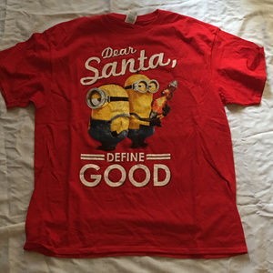 Red Men's Minions Xmas Graphic T-shirt (worn once)